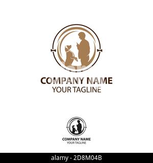 Le idee del logo di addestramento del cane su uno sfondo bianco diventano a. Simbolo del marchio per la vostra azienda.EPS 10 Illustrazione Vettoriale