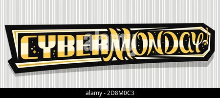 Banner vettoriale per Cyber Monday, cartellone decorativo orizzontale con scritta unica per parole cyber monday, concetto astratto moderno per sal speciale Illustrazione Vettoriale