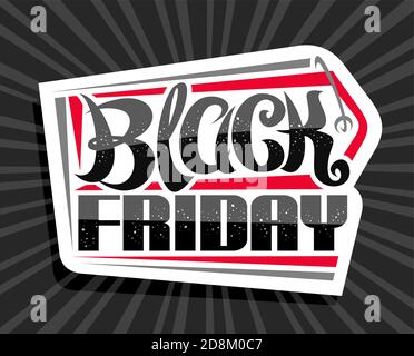Logo vettoriale per Black Friday, cartellone decorativo con scritta a pennello unica per parole Black friday, concetto astratto moderno in vendita speciale, tren Illustrazione Vettoriale