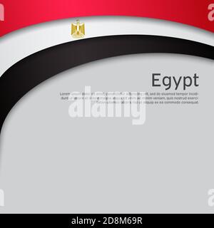 Bandiera egiziana ondulata astratta. Stile di taglio della carta. Sfondo creativo per l'egitto patriottico vacanza carta disegno. Poster nazionale. Stato patriottico egiziano Illustrazione Vettoriale