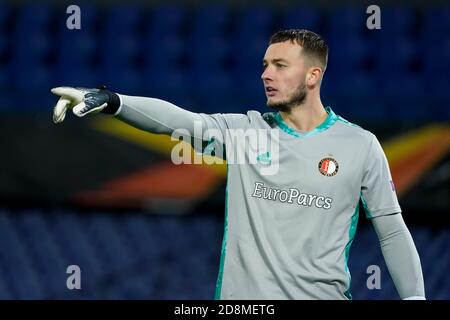 Justin Bijlow di Feyenoord durante la partita della Europa League Feyenoord-Wolfsberger AC su Oktober, 29 2020 a Rotterdam Paesi Bassi Credit: SCS/Sander Chamid/AFLO/Alamy Live News Foto Stock