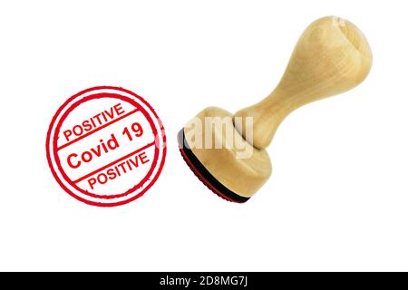Corona Virus Test roter Stempel positivo Foto Stock
