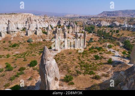 Cappadocia Love Valley paesaggio, Turchia Foto Stock