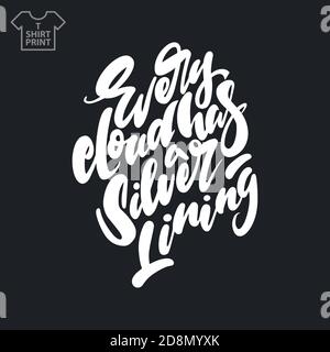 Iscrizione ogni nuvola ha una fodera in argento. Illustrazione Vettoriale