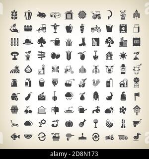 set di icone agricoltura e agricoltura, vettore Illustrazione Vettoriale