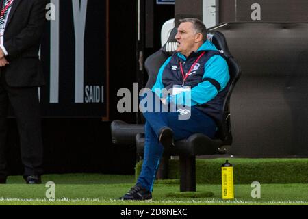 Swansea, Regno Unito. 31 Ott 2020. Blackburn Rovers manager Tony Mowbray EFL Skybet Championship, Swansea City contro Blackburn Rovers al Liberty Stadium di Swansea sabato 31 ottobre 2020. Questa immagine può essere utilizzata solo per scopi editoriali. Solo per uso editoriale, è richiesta una licenza per uso commerciale. Nessun utilizzo nelle scommesse, nei giochi o nelle pubblicazioni di un singolo club/campionato/giocatore. pic by Lewis Mitchell/Andrew Orchard sports photography/Alamy Live news Credit: Andrew Orchard sports photography/Alamy Live News Foto Stock