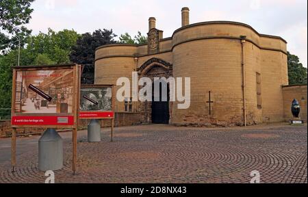 Castello di Nottingham, grotte di arenaria, Triassic Sherwood Sandstone, centro citta', NG1 1HF Foto Stock