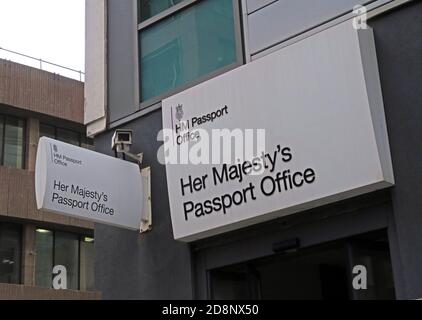 HMPO, Her Majestys Passport Office, Old Hall Street, Liverpool, Merseyside, Inghilterra, Regno Unito, centro regionale per l'elaborazione dei passaporti Foto Stock