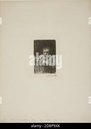 Incisione su carta avorio posata Foto Stock