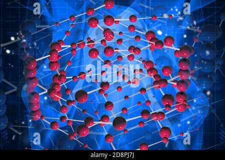 Illustrazione digitale di Molecular in sfondo astratto a colori Foto Stock