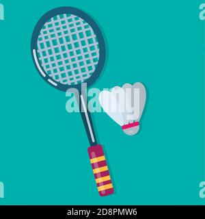 badminton racket e shuttlecock illustrazione vettoriale per il concetto di sport Illustrazione Vettoriale