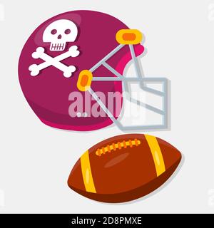 casco da calcio americano con illustrazione vettoriale a sfera per il concetto sportivo Illustrazione Vettoriale