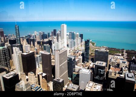 il grattacielo di chicago si è sguainato dall'aria Foto Stock