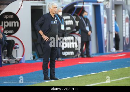 Allenatore Gian Piero Gasperini (Atalanta BC) durante FC Crotone vs Atalanta Bergamasca Calcio, Calcio italiano Serie A match, crotone, Italia, 31 Ott 2020 Cr Foto Stock