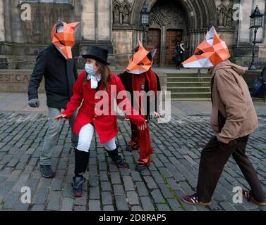 Extinction Rebellion dimostrazione che mette in evidenza il declino delle specie di fauna selvatica a Edimburgo, Scozia, Regno Unito Foto Stock