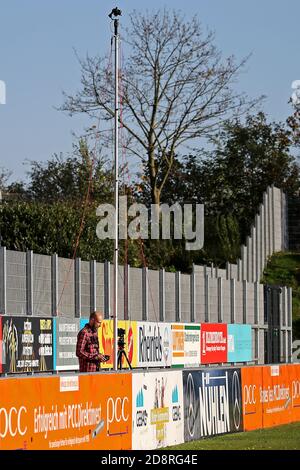 Duisburg, Germania. Firo: 31.10.2020 Football, Regionalliga West, Stagione 2020/2021 VfB Homberg - Wuppertaler SV Die Ligen filma il gioco con uno stand alto. 2020 | utilizzo in tutto il mondo credito: dpa/Alamy Live News Foto Stock