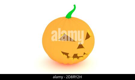 Zucca su rendering 3d White Happy Halloween Design Element Foto Stock