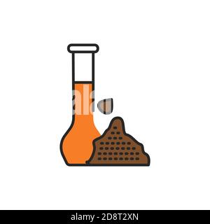 Icona della linea di colore della bottiglia in vetro di olio vegetale di cumino nero. Illustrazione Vettoriale