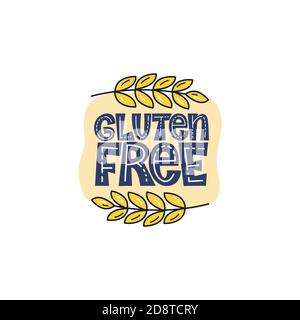 Scritta senza glutine. Scritta disegnata a mano sullo sfondo chiaro. Illustrazione Vettoriale