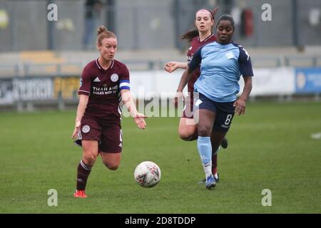 Dartford, Regno Unito. 11 Gennaio 2020. Remi Allen (Leicester City) controlla la palla durante la partita fa Women's Super League 2 tra London City e Leicester City al Princes Park di Dartford. FEDERICO GUERRA MARANESI/SPP Credit: SPP Sport Press Photo. /Alamy Live News Foto Stock