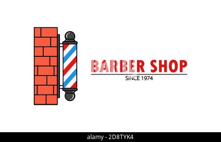 Banner barbiere. Con palo colorato. Parrucchiere. Vettore su sfondo bianco isolato. EPS 10 Illustrazione Vettoriale
