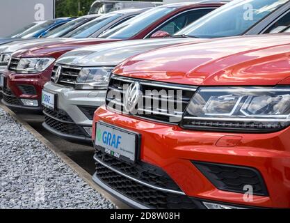 Furth, Germania 21 MAGGIO 2018: Concessionaria e assistenza del gruppo Volkswagen, Skoda, Seat e Volkswagen. Il Gruppo Volkswagen è il secondo produttore automobilistico più grande Foto Stock