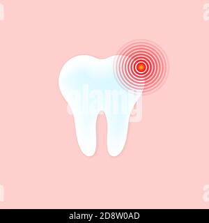 Icona dolore ai denti. Segno dentale. Cerchietto rosso dolore. Concetto di mal di denti. Vettore su sfondo isolato. EPS 10 Illustrazione Vettoriale