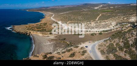 Veduta aerea della Penisola di Akamas, della Regione di Paphos, di Cipro. Foto Stock