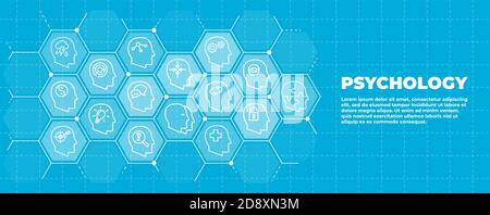 Sfondo psicologico con icone e segni Illustrazione Vettoriale