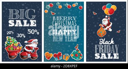 Poster Big sale e Holiday Big sale con carino cartone animato caratteri e lettere Illustrazione Vettoriale