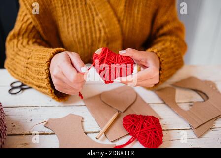 Cuore di lana di cartone Foto Stock