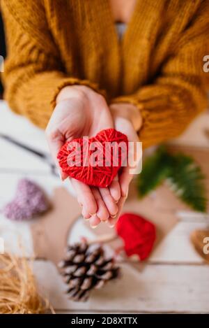 Cuore di lana di cartone Foto Stock