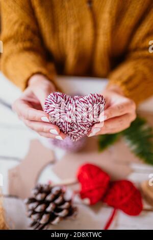 Cuore di lana di cartone Foto Stock