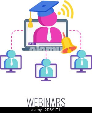 Icona del webinar. Riunione online. Stile vettoriale piatto alla moda. Illustrazione Vettoriale