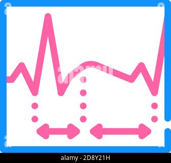 diastole, analisi del sistema sistale e immagine vettoriale dell'icona a colori del cardiogramma Illustrazione Vettoriale