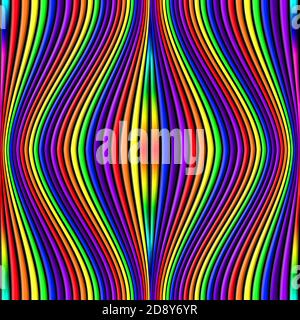 Motivo senza giunture: Colori 3D arcobaleno con linee ondulate Foto Stock