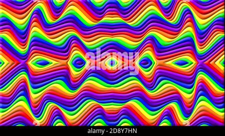 Colori 3D arcobaleno con linee ondulate Foto Stock