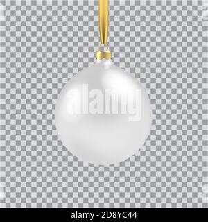 Pallina bianca di Natale, con ornamento e sgugini Illustrazione Vettoriale