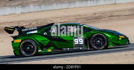 Novembre 01 2020 Monterey, CA, U.S.A. N. 99 driver D. formale in uscita dal turno 5 durante il campionato Hyundai Monterey Sports Car Championship Lamborghini gara 2 a Weathertech Laguna Seca Monterey, CA Thurman James/CSM Foto Stock