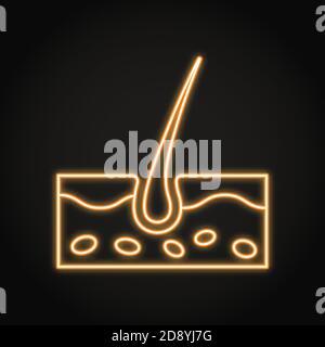 Icona della pelle umana al neon nello stile della linea Illustrazione Vettoriale