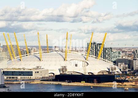 Vista aerea della città dell'arena O2 di Londra Foto Stock
