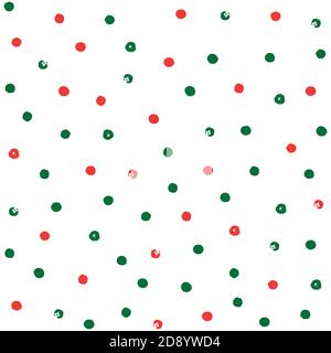 Sfondo punto vettore Natale. Puntino di polka rosso e verde su sfondo bianco. Polka dot sfondo Illustrazione Vettoriale