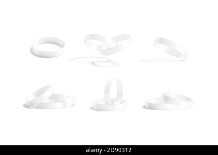 Set per mockup con cinturino bianco in silicone, viste diverse Foto Stock