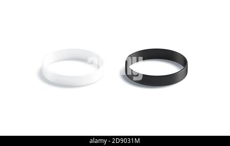 Set per mockup con cinturino in silicone bianco e nero, vista laterale Foto Stock