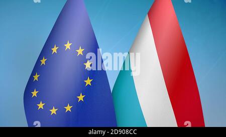 Unione europea e Lussemburgo due bandiere Foto Stock