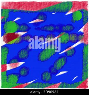 Sfondo artistico rotondo grunge. Anelli disegnati sfondo astratto acquerello. Colori spirali estivi Foto Stock