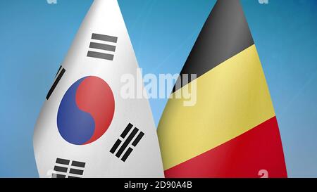 Corea del Sud e Belgio due bandiere Foto Stock