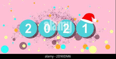 Felice anno nuovo 2021 sfondo festivo con spazio su rosa sfondo Foto Stock