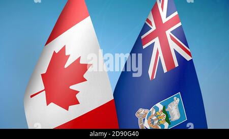 Canada e Isole Falkland due bandiere Foto Stock