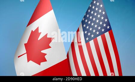 Canada e Stati Uniti due bandiere Foto Stock